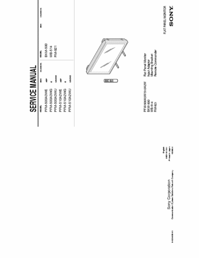 Sony PFM-500A3WE (WG) WU), PFM-510A2WE (WG) (WU) Service Manual Tv Color Plasma (Input Adaptor BKM-500) - (17.208Kb) Part 1/8 - pag. 182